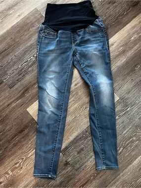 Maternity Blue Stretch Skinny Jeans with Black Waist Panel, Old Navy Size 6
